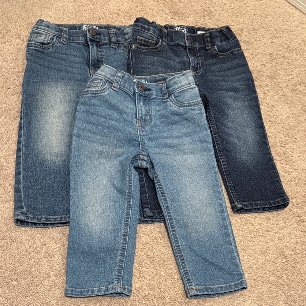 OshKosh B'gosh Kids Denim Jeans Trio - Light Blue and Dark Blue